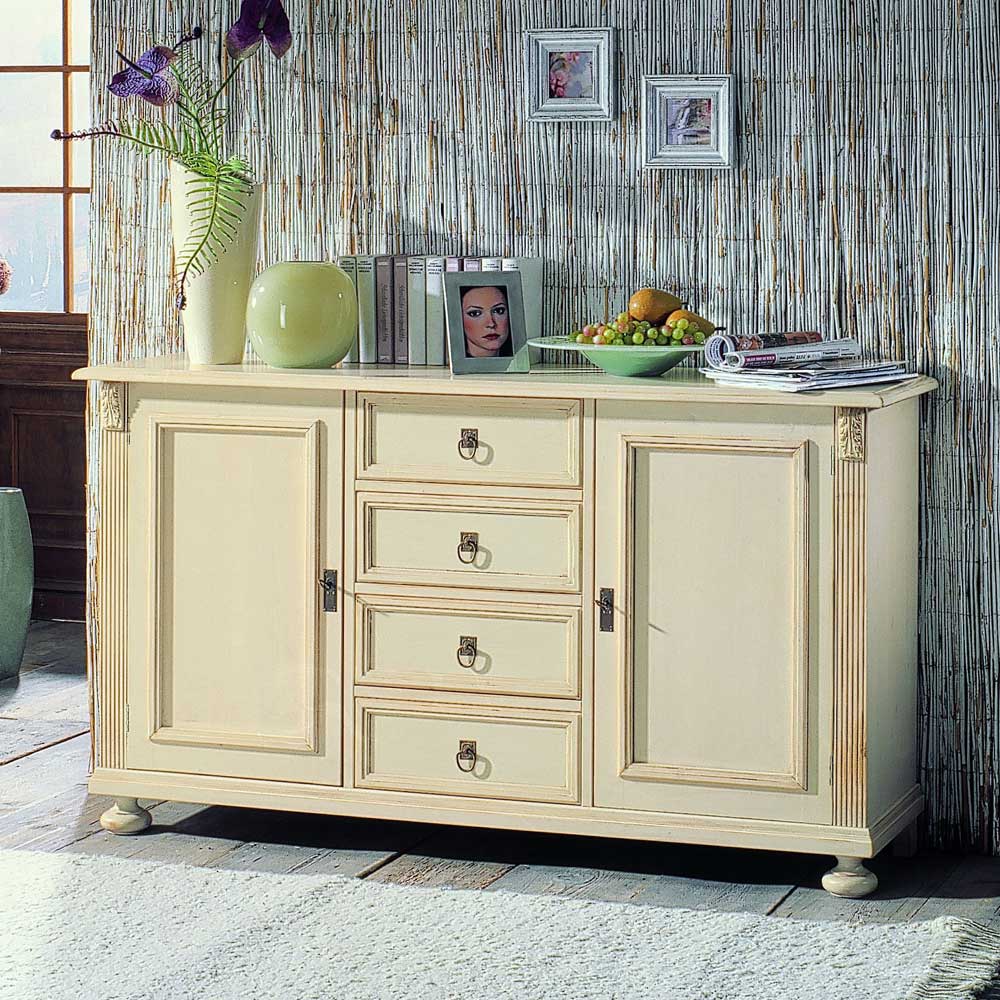 Landhaus Sideboard In Creme Fichte Massiv - Moebel-Liebe.com