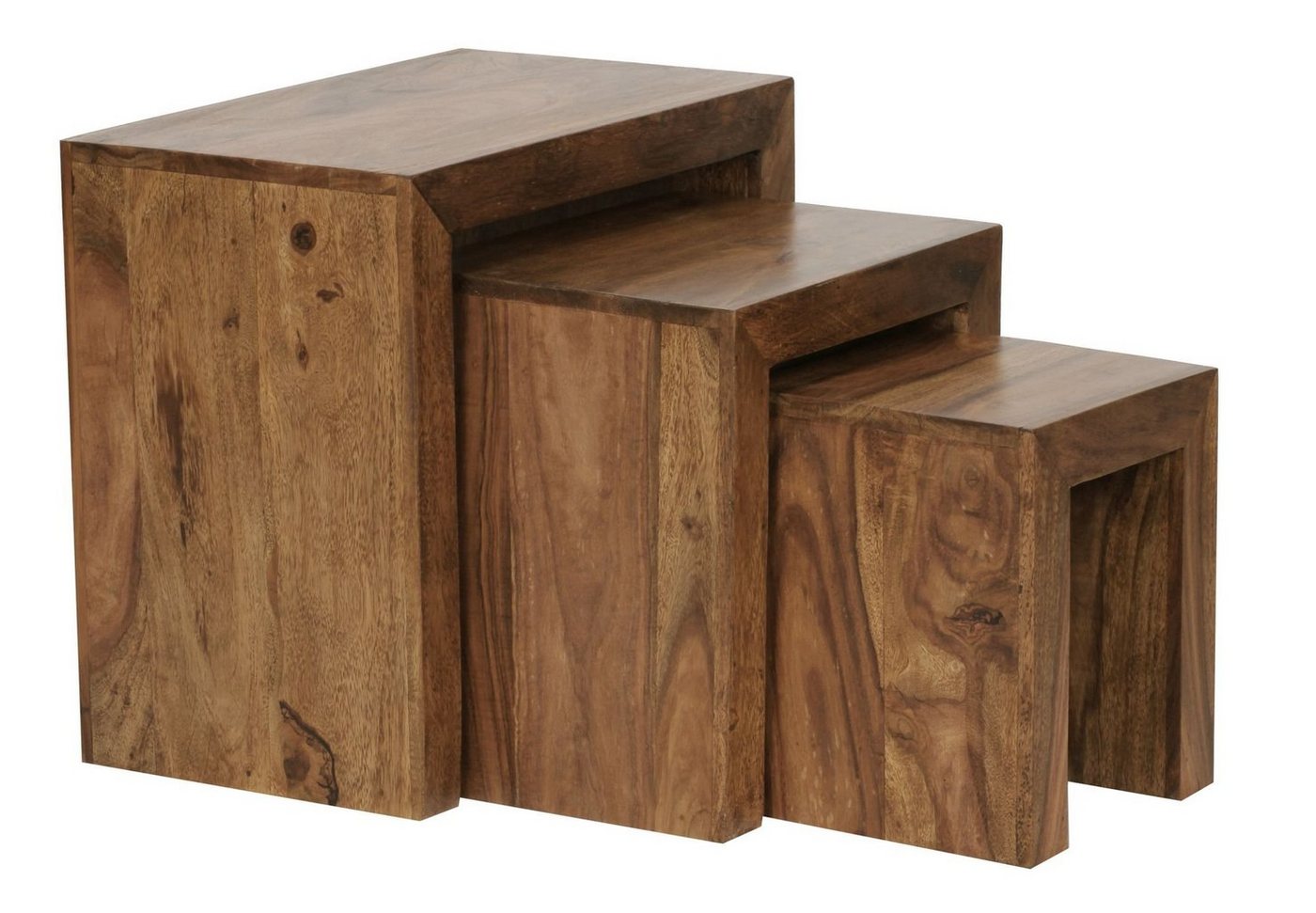 Wohnling Couchtisch »WL1.205«, 3er Set Satztisch Massiv-Holz Sheesham ...